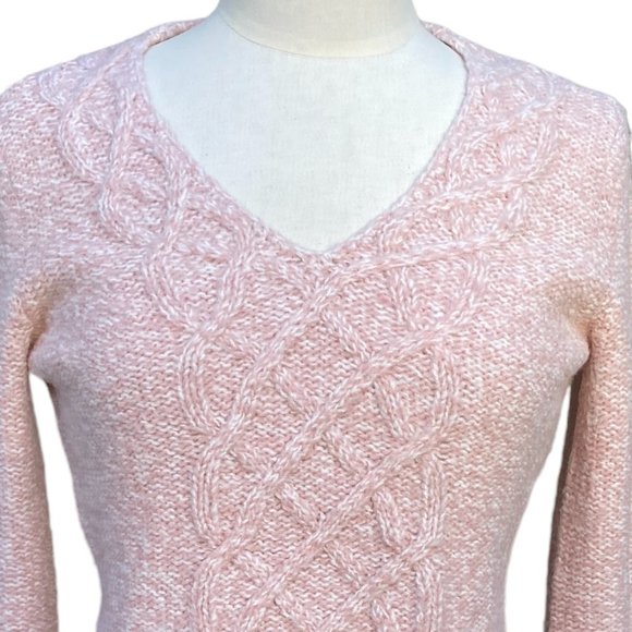 Vintage Sleeping on Snow Wool Cable Knit Sweater Y2K Soft Girl Flare Sleeve -M - Picture 4 of 16